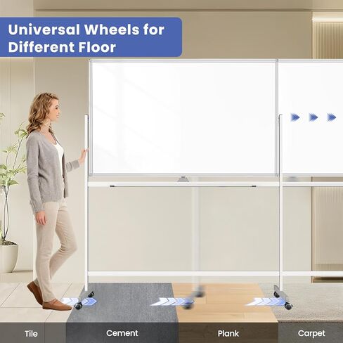 Rolling White Board on Wheels, 72" x 48" Large Dry Erase Board with Stand, Big Rolling Whiteboard for Home, Office, School (72" x 48") in Saudi Arabia
