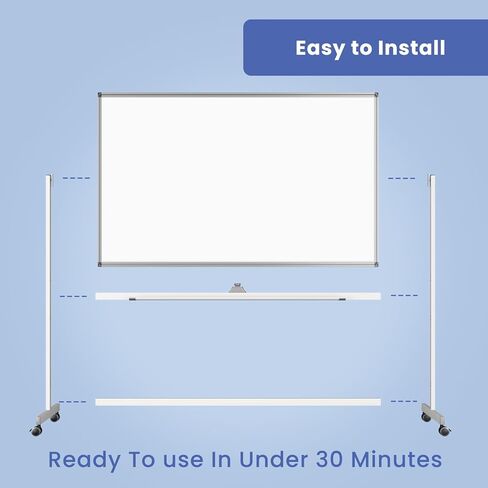 Rolling White Board on Wheels, 72" x 48" Large Dry Erase Board with Stand, Big Rolling Whiteboard for Home, Office, School (72" x 48") in Saudi Arabia