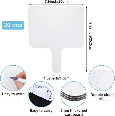 20 Pcs Handheld Double Sided Dry Erase Answer Paddles, 8x10 Inch Wooden White Boards Signs Auction Paddles for Students Classroom Office Meeting Voting Answers Bidding Shower Games Party in Saudi Arabia