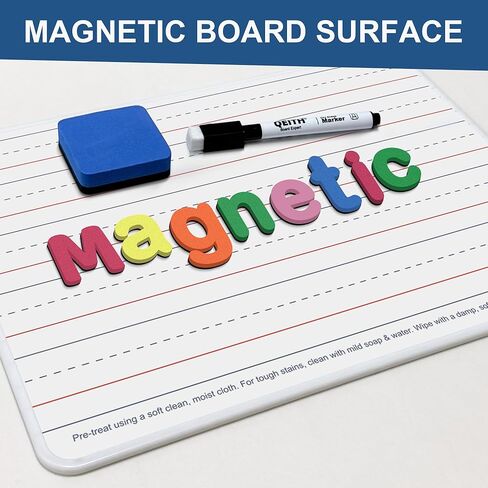 Dry Erase Boards, 12 Pack 9"x12" Magnetic Double Sided Portable Personal Small Whiteboards with Lines, Include 12 Markers, 12 Erasers, 12X52 Foam Letters for Kids, Students, Teachers Classroom School in Saudi Arabia