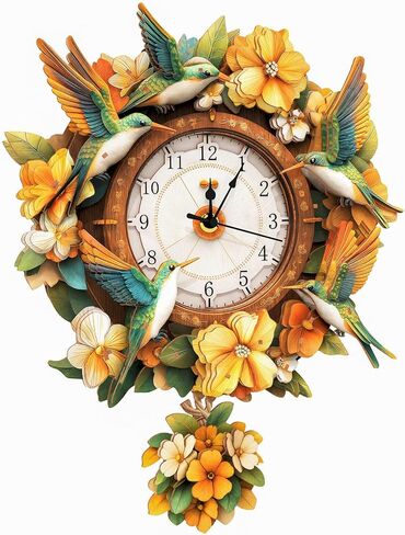 3D Wooden Puzzles for Adults Parrot Clock - Wall ‌‌Clock Puzzle Xmas Room Model Building Kit Creative Art Craft Gift Home Decor for DIY Enthusiasts, Brain Teaser Building Set Birthday Gifts in Saudi Arabia