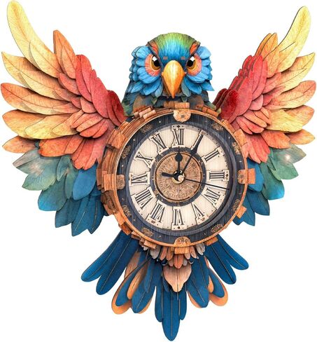3D Wooden Puzzles for Adults Parrot Clock - Wall ‌‌Clock Puzzle Xmas Room Model Building Kit Creative Art Craft Gift Home Decor for DIY Enthusiasts, Brain Teaser Building Set Birthday Gifts in Saudi Arabia