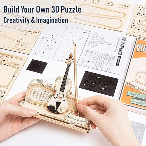 ROKR 3D الألغاز الحرفية الخشبية مجموعات الآلات الموسيقية نموذج عدة المقتنيات ديكور مكتب المنزل هدية للرجال النساء هواية للبالغين (الكمان Capriccio) in Kuwait