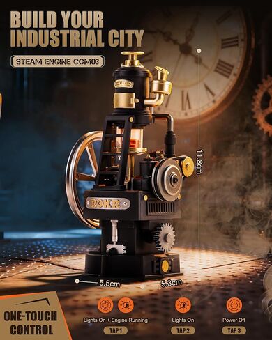 مجموعة نماذج ألغاز ميكانيكية ثلاثية الأبعاد من سلسلة ROKR Industrial City مع محرك حراري للضوء والحركة (CGM03) - لعبة جذعية تعليمية للبالغين والمراهقين، ديكور صناعي قديم in Kuwait