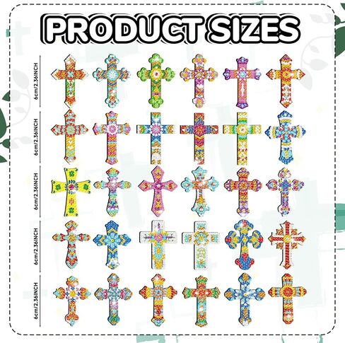 30 Pcs Cross Diamond Art Kits Magnetic Religious Christians Diamond Painting Magnets Kits Crystal Cross Jesus 5d DIY Art Fridge Magnet Refrigerator Sticker for Adult Beginners Home Car Garage in Kuwait