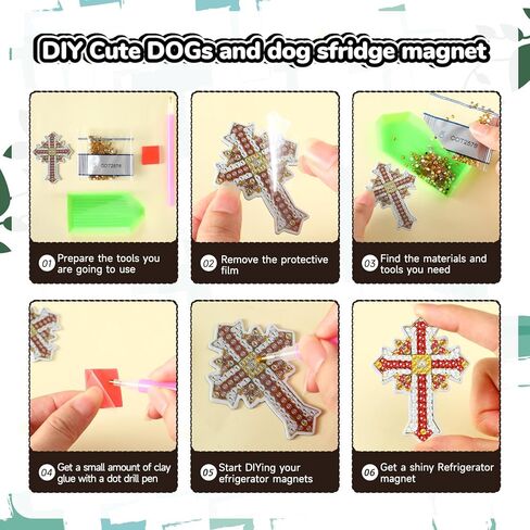 30 Pcs Cross Diamond Art Kits Magnetic Religious Christians Diamond Painting Magnets Kits Crystal Cross Jesus 5d DIY Art Fridge Magnet Refrigerator Sticker for Adult Beginners Home Car Garage in Kuwait