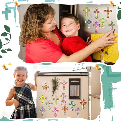 30 Pcs Cross Diamond Art Kits Magnetic Religious Christians Diamond Painting Magnets Kits Crystal Cross Jesus 5d DIY Art Fridge Magnet Refrigerator Sticker for Adult Beginners Home Car Garage in Kuwait