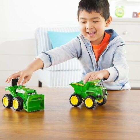 TOMY John Deere Vehicle Set - Includes Dump Truck and Tractor Toy with Loader for Sandbox - Kids Outdoor and Construction Toys - 6 Inches - 2 Count- Ages 18 Months and Up in Saudi Arabia