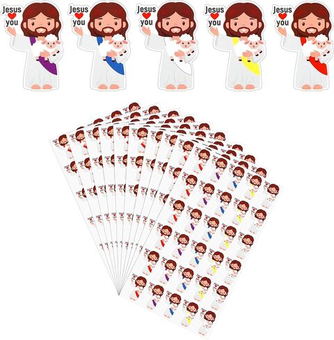 300 Pcs Jesus Loves You Stickers – Cute Jesus Christian Religious Stickers, Jesus Stickers Bulk Self-Adhesive for Sunday School, Church, Vacation Bible School, Bible Classes, Religious Gifts in Saudi Arabia
