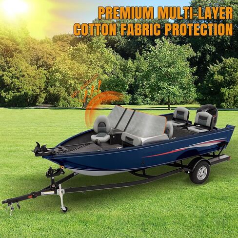 Trailerable Boat Sun Shade Compatible with Most Deep V Walk Through Windshield, Multi-Layer 600D Oxford & Thickened Cotton Fabric Windshield Cover, Custom Fit Sun Shade Protection Blocker in Kuwait