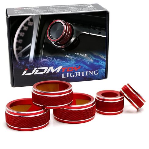 iJDMTOY 5pcs Sports Red Anodized Aluminum AC Climate Control, Audio Volume, Side Mirror Switch Turner Ring Covers Compatible with 2018-2020 Toyota Camry Pre-LCI (Before Facelift) in Kuwait