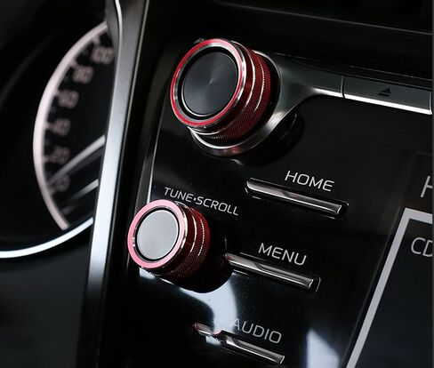 iJDMTOY 5pcs Sports Red Anodized Aluminum AC Climate Control, Audio Volume, Side Mirror Switch Turner Ring Covers Compatible with 2018-2020 Toyota Camry Pre-LCI (Before Facelift) in Kuwait