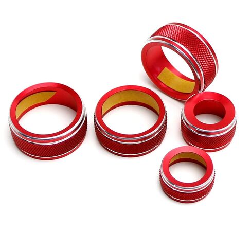 iJDMTOY 5pcs Sports Red Anodized Aluminum AC Climate Control, Audio Volume, Side Mirror Switch Turner Ring Covers Compatible with 2018-2020 Toyota Camry Pre-LCI (Before Facelift) in Kuwait