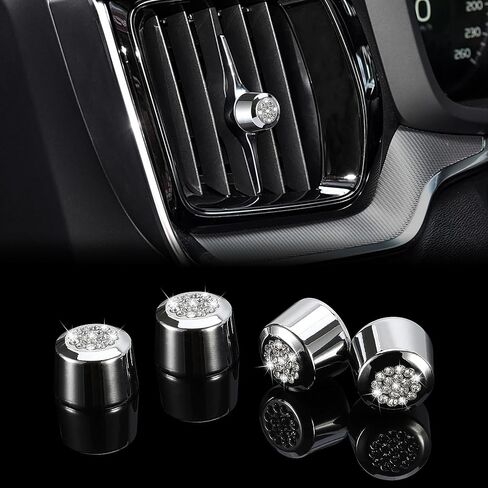 TOMALL Bling AC Vent Outlet Button Cover Compatible with Volvo XC90/XC60/S90/V90/S60/V60 Air Vent Knob Outer Trim A/C Air Conditioner Outer Ring Cap Bling Decorations for Car Accessories in Kuwait