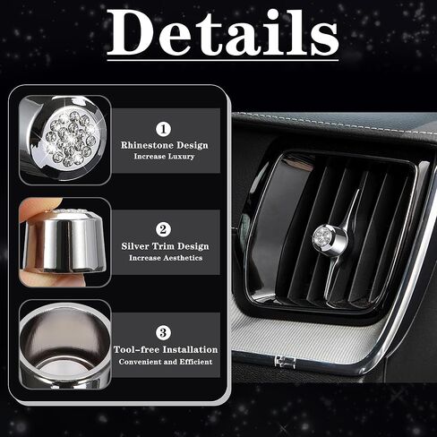 TOMALL Bling AC Vent Outlet Button Cover Compatible with Volvo XC90/XC60/S90/V90/S60/V60 Air Vent Knob Outer Trim A/C Air Conditioner Outer Ring Cap Bling Decorations for Car Accessories in Kuwait