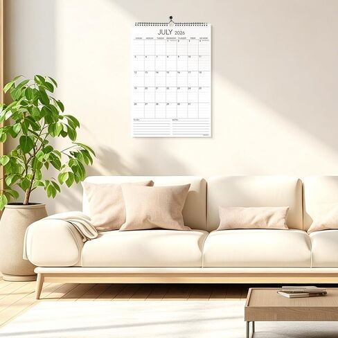 Calendar 2026-2027 Wall Calendar, July 2026 - December 2027, Large 12" x 17", 18 Months Calendar with Hanging Hook for Home Office in Saudi Arabia