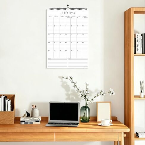 Calendar 2026-2027 Wall Calendar, July 2026 - December 2027, Large 12" x 17", 18 Months Calendar with Hanging Hook for Home Office in Saudi Arabia