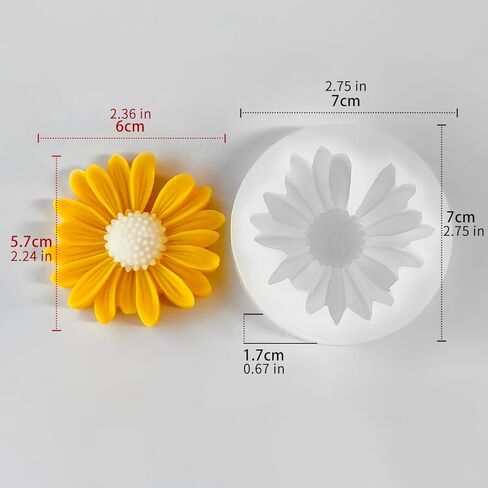Set of 4 Daisy Silicone Molds for DIY Handmade Soap Candle Aromatherapy Car Diffuser Soft Easy Release Easy to Clean in Saudi Arabia