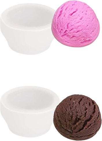 Ice Cream Silicone Mold with Edge, 2 Pieces Ice-Creams Resin Candle Mold, Soap Mold for Wedding Birthday Party Decor Soap Craft DIY Crafts Chocolate Fondant(Ice-Cream Ball) in Saudi Arabia