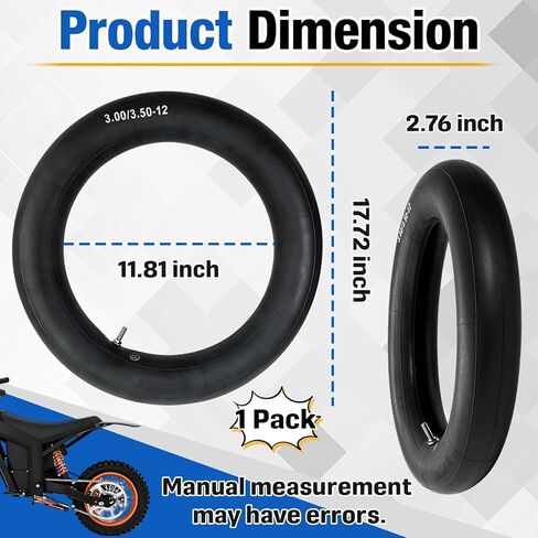 12"x3.0" Upgraded Thickened Rear Inner Tube Compatible with Tuttio Soleil01, Tutti Soleil01 & Tutto Soleil 01 Electric Dirt Bike Motorcycle, Rubber Rear Tire Replacement with Standard Valve Stem in Saudi Arabia