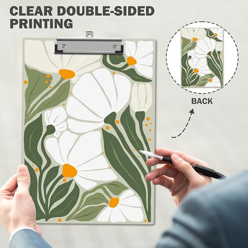 Boho Clipboard, Cute ClipBoards with Low Profile Clip for Teachers Students, Floral Decorative ClipBoards Suitable for School Office, 12.6 x 9 Inch Size - C01 in Saudi Arabia