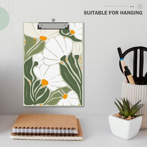 Boho Clipboard, Cute ClipBoards with Low Profile Clip for Teachers Students, Floral Decorative ClipBoards Suitable for School Office, 12.6 x 9 Inch Size - C01 in Saudi Arabia