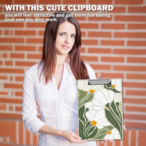 Boho Clipboard, Cute ClipBoards with Low Profile Clip for Teachers Students, Floral Decorative ClipBoards Suitable for School Office, 12.6 x 9 Inch Size - C01 in Saudi Arabia