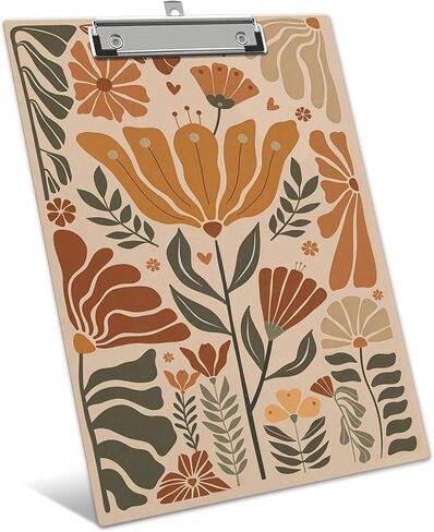 Boho Clipboard, Cute ClipBoards with Low Profile Clip for Teachers Students, Floral Decorative ClipBoards Suitable for School Office, 12.6 x 9 Inch Size - C01 in Saudi Arabia