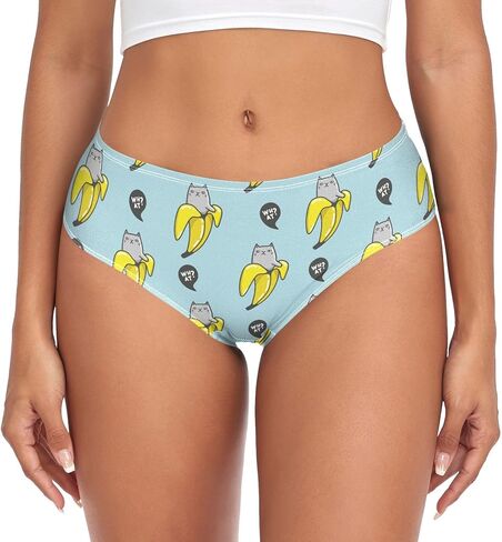 Women's Underwear Brief Breathable Soft Knickers Funny Cats in Banana Large Multi in Saudi Arabia