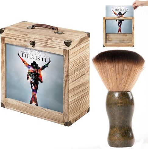 Vinyl Record Storage Box, Wood Vinyl Record Case with Display Window - Fits 7/10/12 Inch Standard Records, Holds 30-35 Albums (Brown) in Saudi Arabia