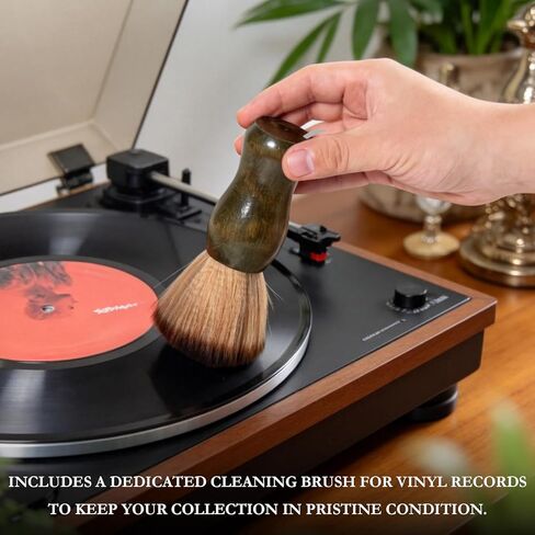 Vinyl Record Storage Box, Wood Vinyl Record Case with Display Window - Fits 7/10/12 Inch Standard Records, Holds 30-35 Albums (Brown) in Saudi Arabia