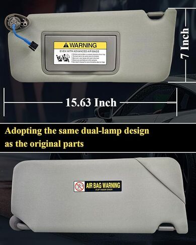 83280TA5A51ZA Fits for Honda Accord 2008 2009 2010 2011 2012 2013 2014 2015 2016 2017 Car Sun Visor Left Driver & Right Passenger with Light and Mirror Replace# 83230TA0A91ZA (Gray) in Saudi Arabia