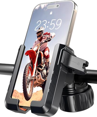 حامل هاتف للدراجة، حامل هاتف للدراجة النارية [بدون كاميرا] [تصميم مضاد للاهتزاز] [مغلف بالسيليكون] حامل للهاتف الخلوي على المقود للدراجة/السكوتر/ATV، يناسب هواتف iPhone 17/16/15/14/13 Pro Max & 4.7"-7" in Kuwait