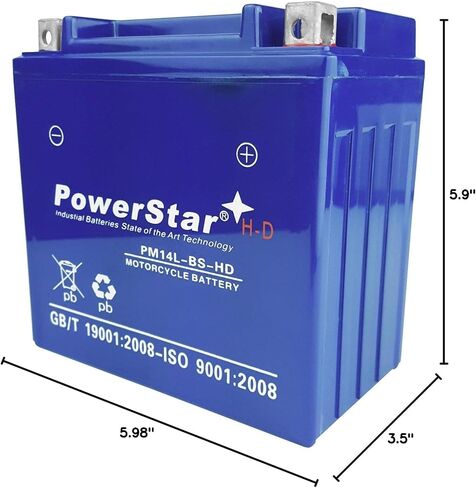 بطارية PowerStar YTX14L-BS شديدة التحمل لدراجة Harley XL883R Sportser 883 Roadster in Kuwait