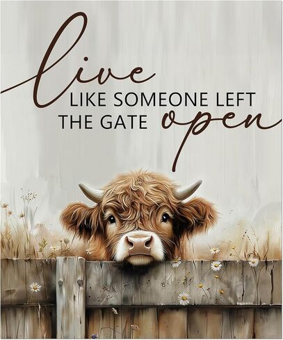 sdfkmlcdl Farmhouse Highland Cow Diamond Art Kits for Adults, Live Like Someone Left the Gate Open Full Drill Diamond Painting Kits for Adults Beginners, Highland Cow Gifts, 9.8x11.8 Inch in Kuwait