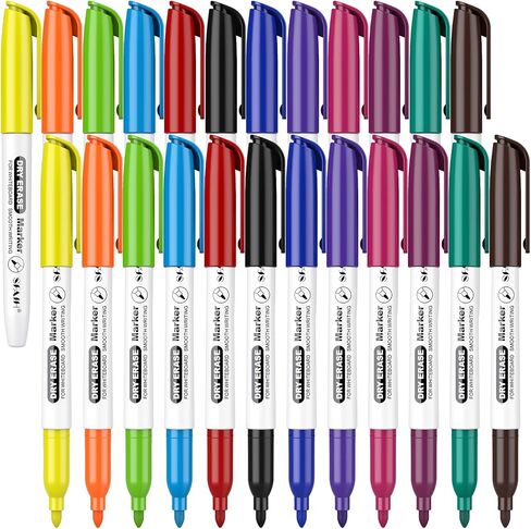 Fine Tip Dry Erase Markers - 24 Pack Black Whiteboard Erasable Markers Bulk for Kids Adults, Ideal for Classroom School Office Home Use on White Board, Non-Toxic Easy Clean in Kuwait