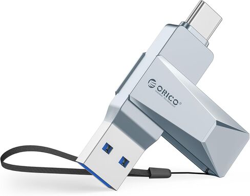 محرك أقراص فلاش USB سعة 32 جيجابايت من ORICO بتصميم دوار بغطاء معدني بسرعة 150 ميجابايت/ثانية يدعم وظيفة OTG 2 في 1 PenDrive لأجهزة USB C وUSB A - CB05 رمادي in Saudi Arabia
