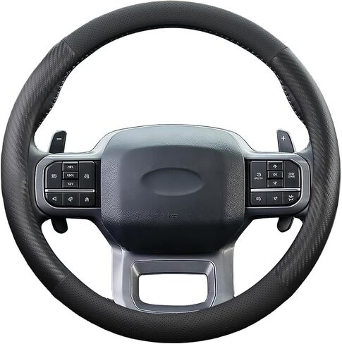 Steering Wheel Cover for Ford F-150 F-250 F-350 1997-2026, Expedition 2007-2026, Fit 15.5-16" Wheels (Black-Half Carbon Fiber) in Saudi Arabia