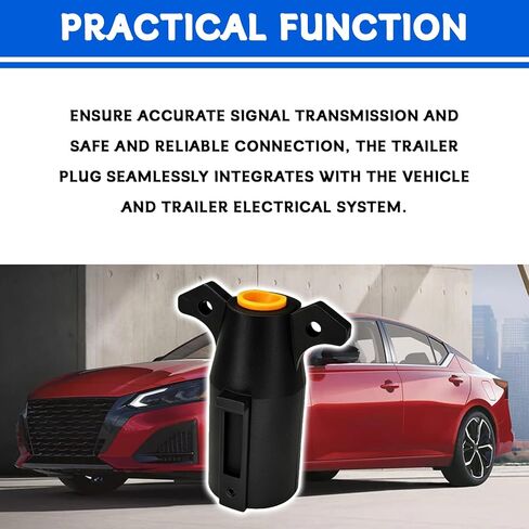 7 Pin Trailer Plug, Heavy Duty Trailers Light Plug, Splice-in Replacement Male End 7 Way Round RV-Style Trailer Light Wiring Harness Connector, Interlocking Electrical Plug for RV, Boat in Saudi Arabia