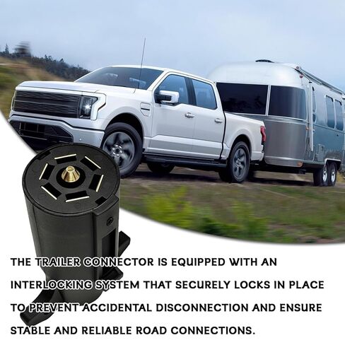 7 Pin Trailer Plug, Heavy Duty Trailers Light Plug, Splice-in Replacement Male End 7 Way Round RV-Style Trailer Light Wiring Harness Connector, Interlocking Electrical Plug for RV, Boat in Saudi Arabia
