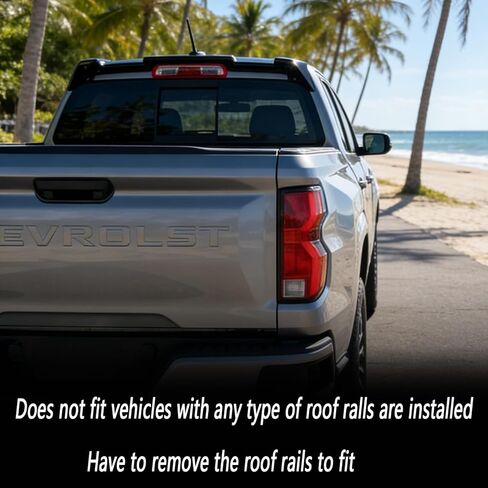 STSEV01 جناح سقف الكابينة الخلفي مناسب لملحقات Chevy Colorado 2023-2026 LT/WT/ Z71/ ZR2/ Trail Boss، ABS أسود لامع إضافي على الجزء العلوي من كابينة شاحنة الشفة الخارجية in Kuwait