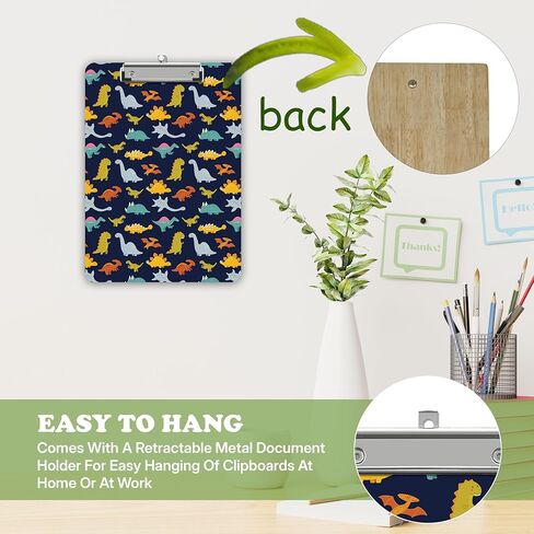 Dinosaur Clipboard，Dino Clip Boards for Kids Students Teacher Nurse Classroom Office，Wood Clipboards with Low Profile Metal Clip，Standard Letter Size 9 X 12.5 in Hardcard Board for Work -A09 in Saudi Arabia