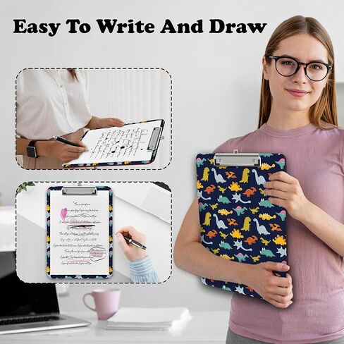 Dinosaur Clipboard，Dino Clip Boards for Kids Students Teacher Nurse Classroom Office，Wood Clipboards with Low Profile Metal Clip，Standard Letter Size 9 X 12.5 in Hardcard Board for Work -A09 in Saudi Arabia