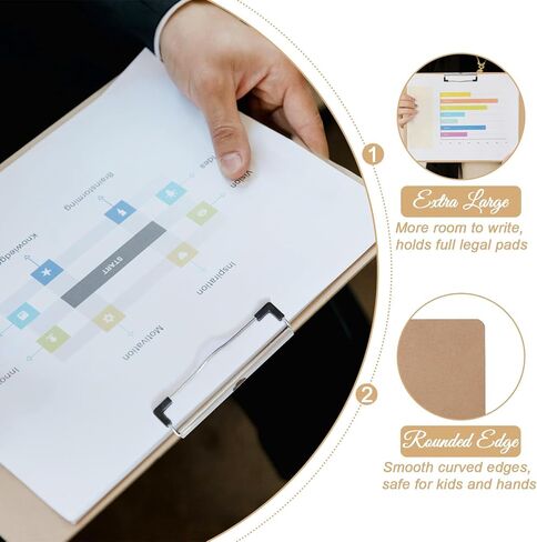 6 Pcs Large Size Clipboard Set, 11x17 Wooden Horizontal Clipboard with Low Profile Clips for Drawing, Sketching, and Art Boards in Saudi Arabia