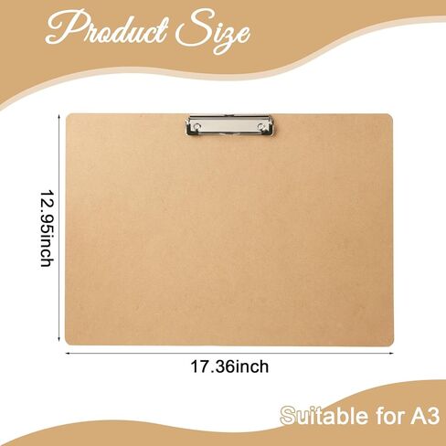 6 Pcs Large Size Clipboard Set, 11x17 Wooden Horizontal Clipboard with Low Profile Clips for Drawing, Sketching, and Art Boards in Saudi Arabia