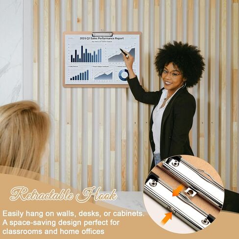 6 Pcs Large Size Clipboard Set, 11x17 Wooden Horizontal Clipboard with Low Profile Clips for Drawing, Sketching, and Art Boards in Saudi Arabia