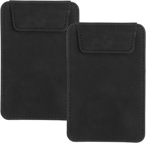 uxcell 2 Pack Mini Clipboard, 5" x 3" Leather Small Clipboard with Pen Holder, Mini Size Magnetic Writing Clip Boards for Business, Office,Restaurant and Hotel (Black) in Kuwait