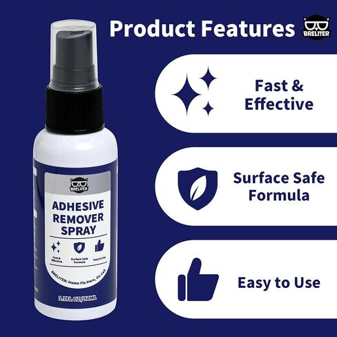 Breliter Adhesive Remover Spray - 50ml, Water-Based Glue & Sticker Remover for Labels, Tape Residue, Grease, Gum, Decals, Wax, Safe for Glass, Metal, Ceramic Tile Surfaces, Neutral PH (1.7 fl oz) in Saudi Arabia