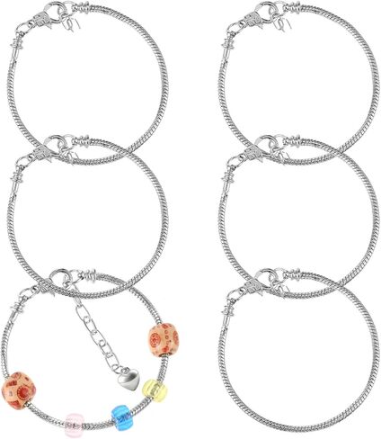 Silver Metal Snake Charm Bracelet, 6 PCS Adjustable Snake Chain Bracelets, Expandable Elastic Bangle Bracelets for Women DIY Jewelry Making Supplies in Saudi Arabia