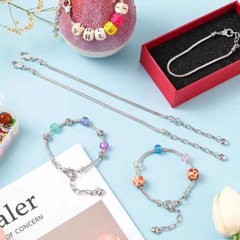 Silver Metal Snake Charm Bracelet, 6 PCS Adjustable Snake Chain Bracelets, Expandable Elastic Bangle Bracelets for Women DIY Jewelry Making Supplies in Saudi Arabia